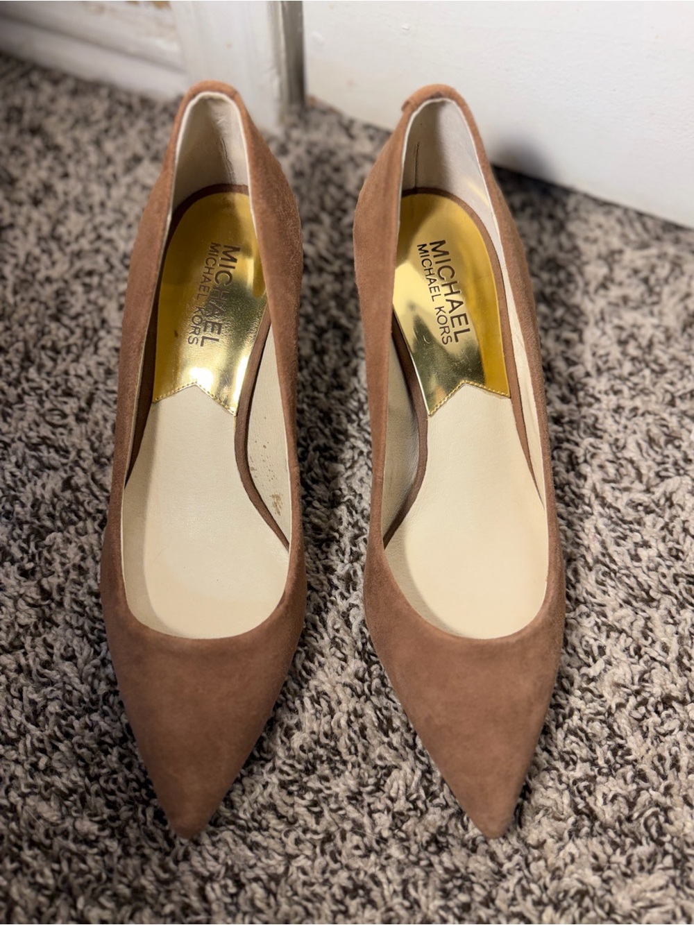 Michael Kors Tan Suede Pointed-Toe Heels